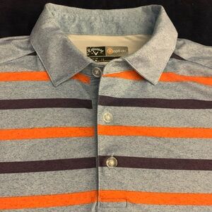 CALLAWAY SS Opti-Dri 3 Button Striped Polyester Polo